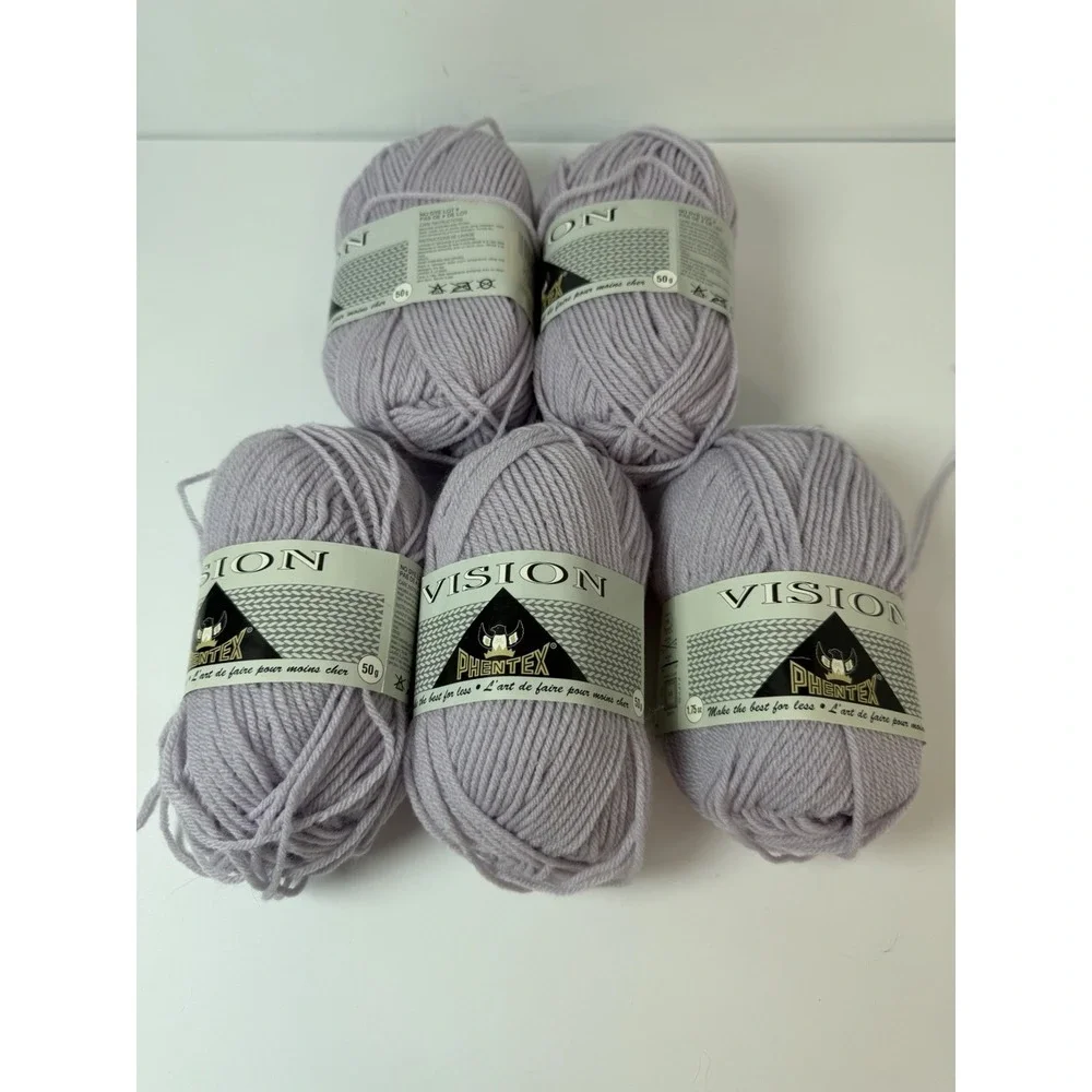 Phentex Vision Yarn Lot Of 5 Violetta Purple‎ 100% Acrylic 50g Each